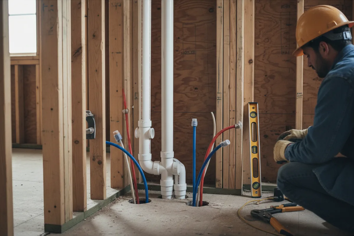 Drain and supply rough-in during Sump Pump Repair in Allendale